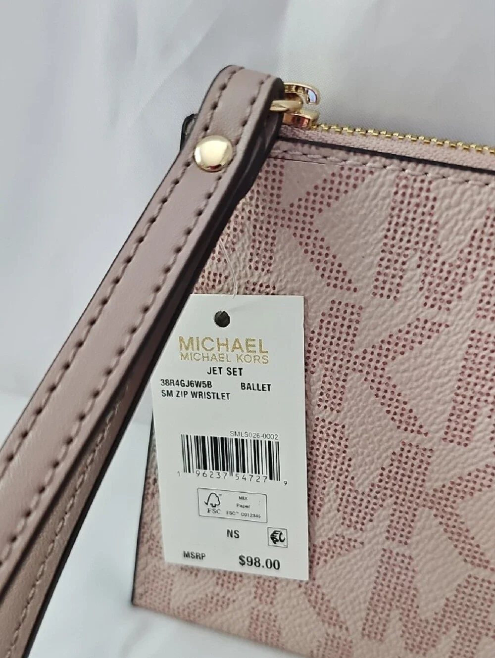 Michael Kors Blush Pink Signature Wristlet with Gold Hardware